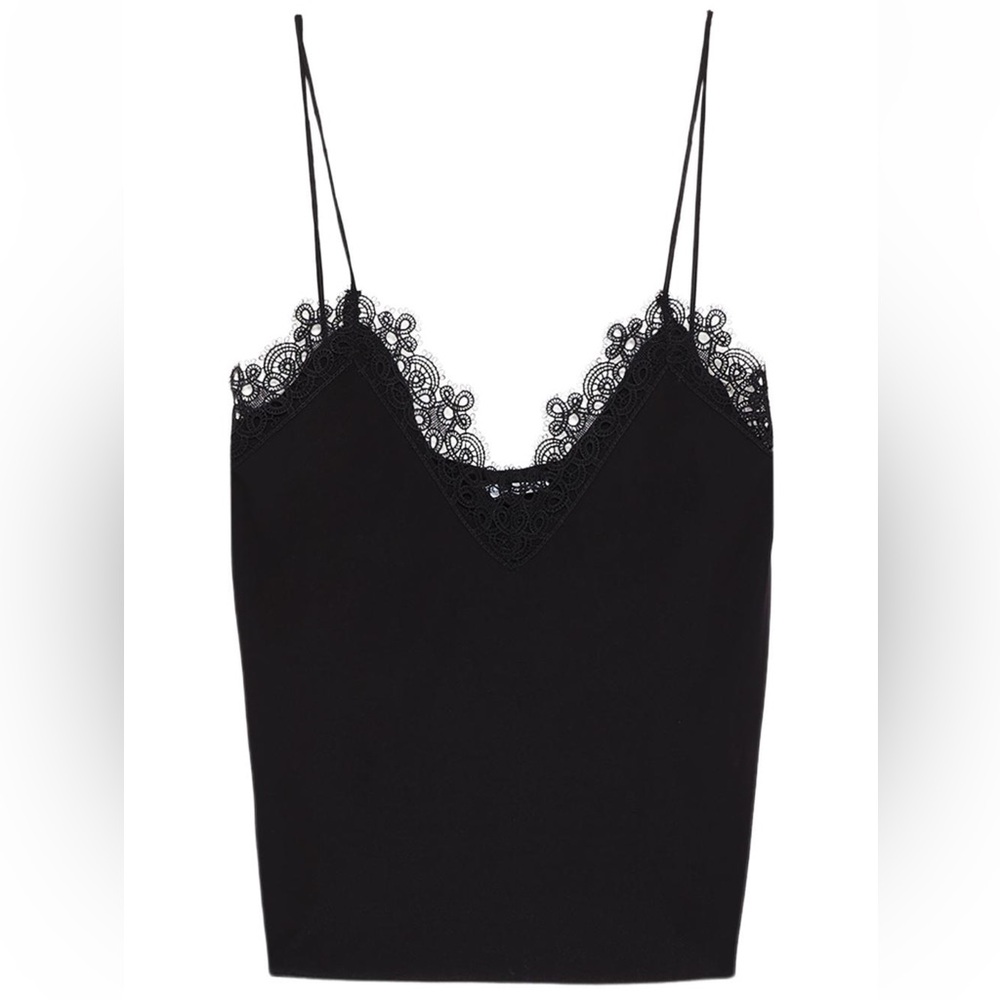 Zara Lingerie style Black Lace Trim Cami Top